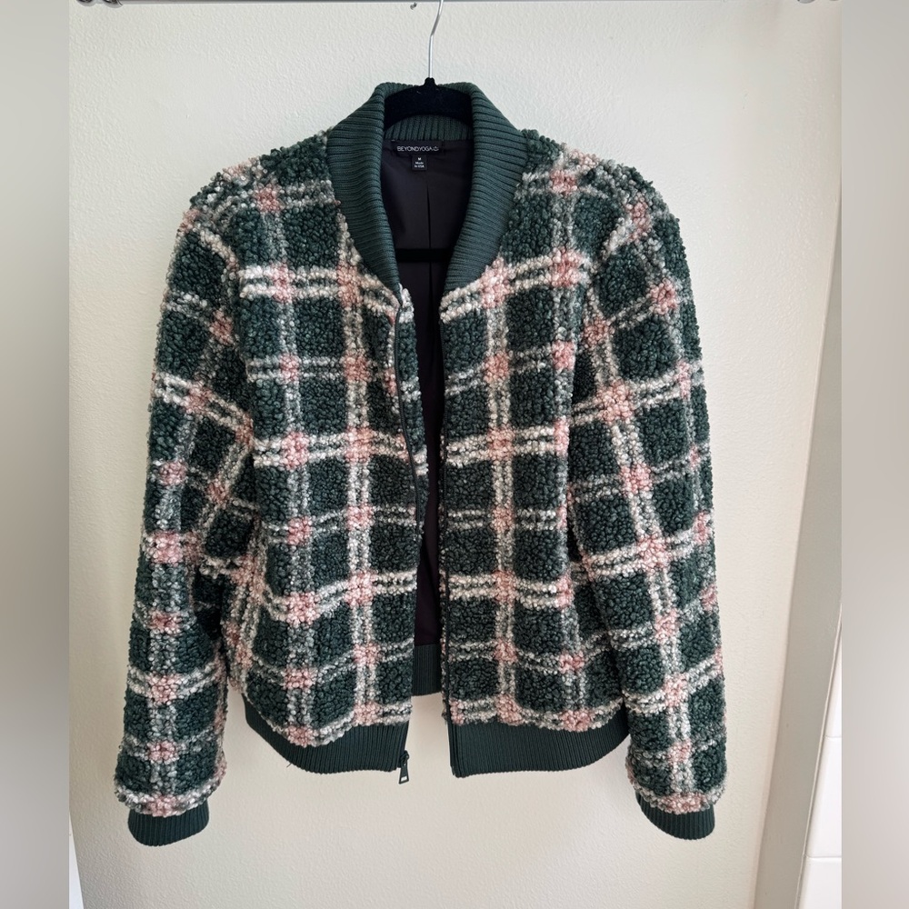 Beyond Yoga Plaid Sherpa Bomber Jacket